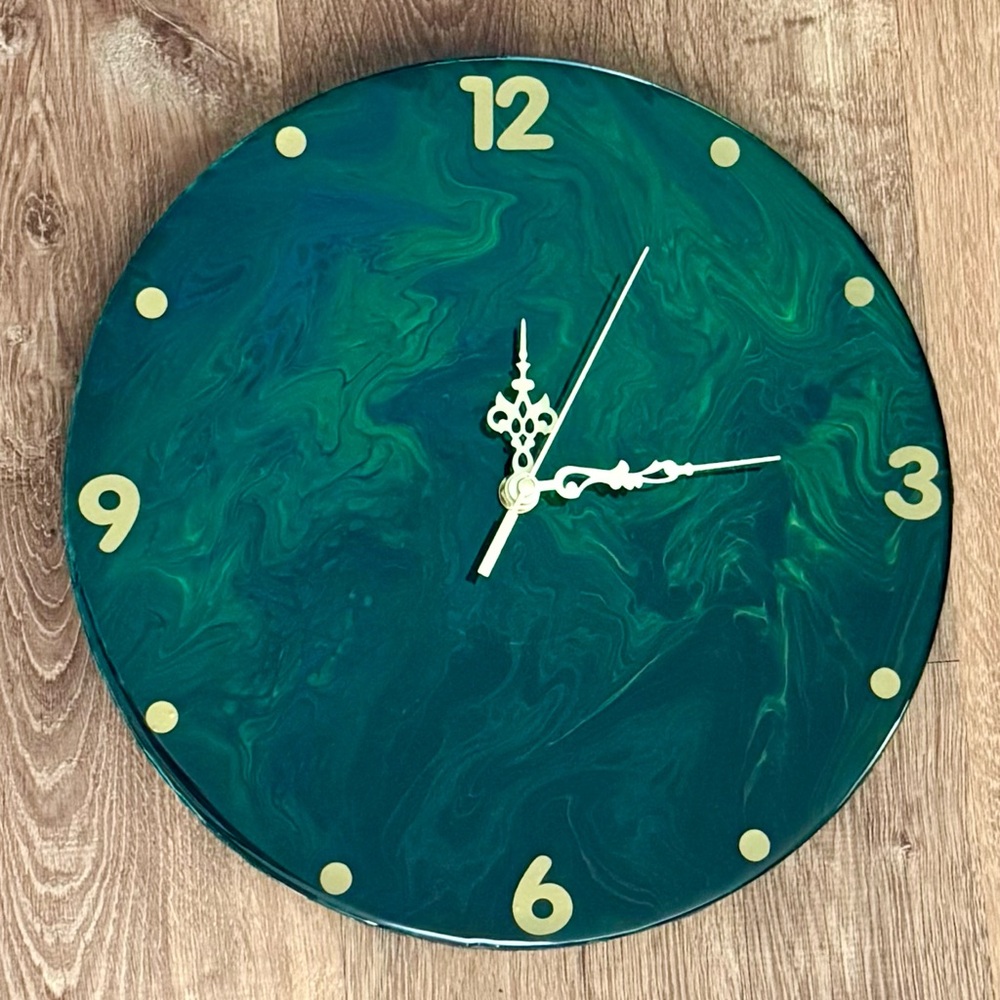 Elegant Green and Gold Wall Clock